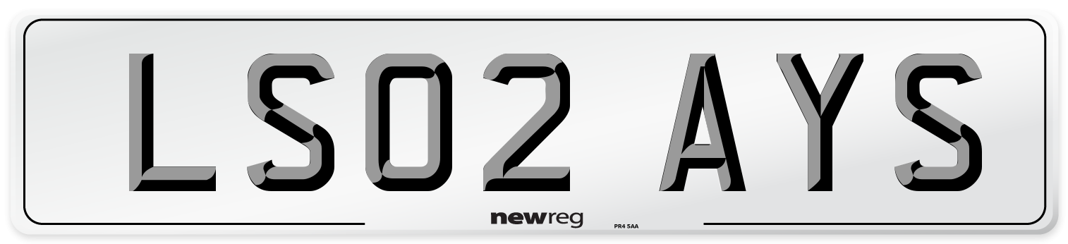LS02 AYS Number Plate from New Reg